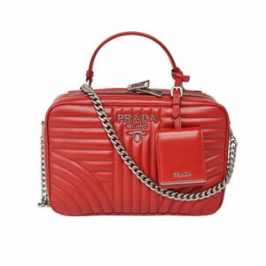 Prada Diagram Bag Handbag Shoulder Leather Red